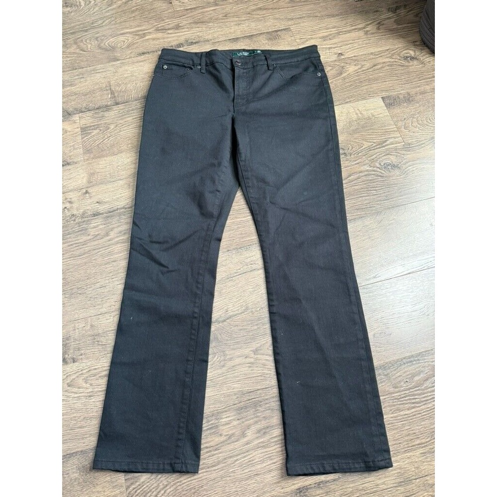 EUC Womens Lauren Ralph Lauren stretch black jeans straight‎ leg size 14